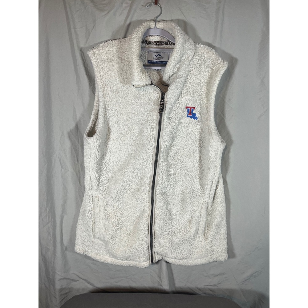 Summit Sportswear Kickoff Collection Sherpa Fleece Vest Cream‎ Logo Size 2XL